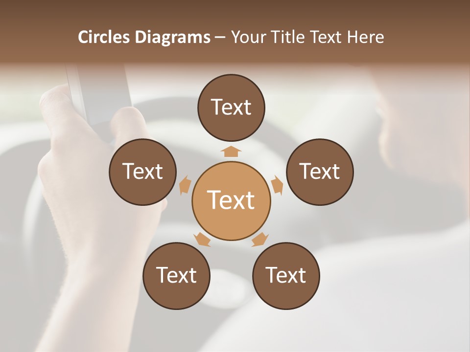 A Man Holding A Cell Phone While Driving A Car PowerPoint Template