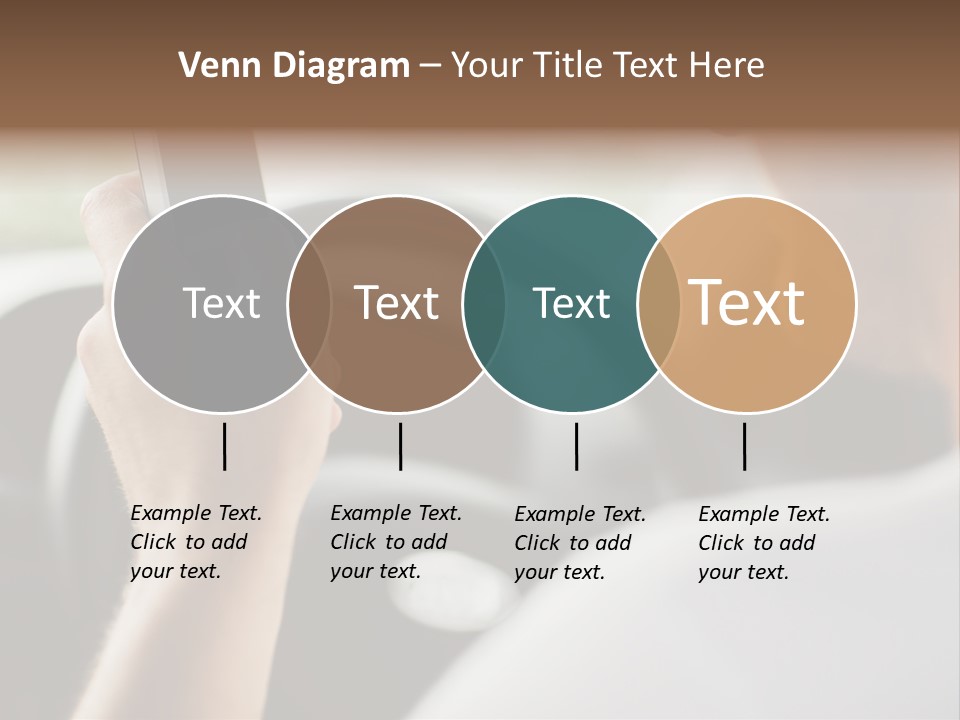 A Man Holding A Cell Phone While Driving A Car PowerPoint Template