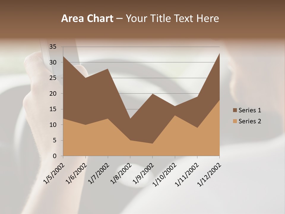 A Man Holding A Cell Phone While Driving A Car PowerPoint Template