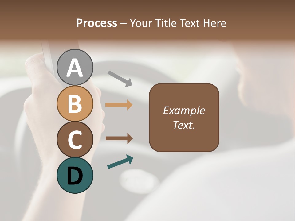 A Man Holding A Cell Phone While Driving A Car PowerPoint Template