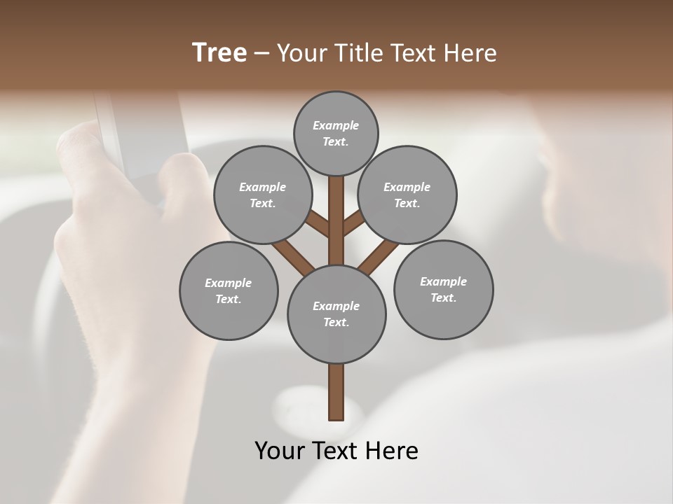 A Man Holding A Cell Phone While Driving A Car PowerPoint Template