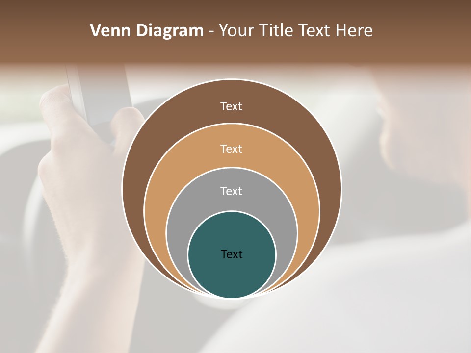 A Man Holding A Cell Phone While Driving A Car PowerPoint Template