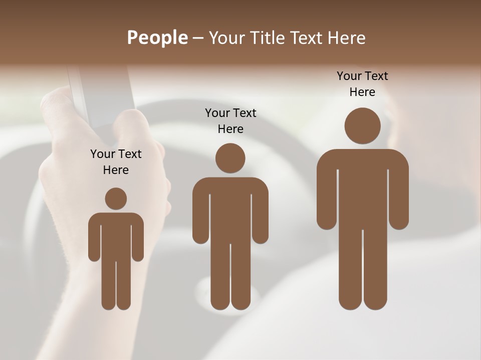 A Man Holding A Cell Phone While Driving A Car PowerPoint Template