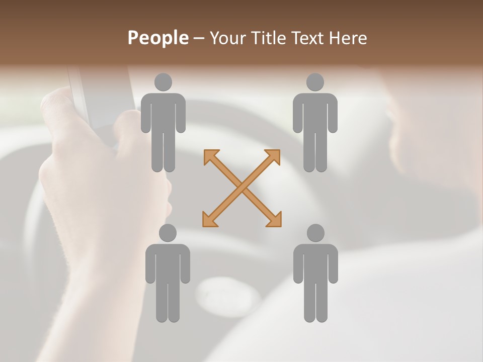 A Man Holding A Cell Phone While Driving A Car PowerPoint Template