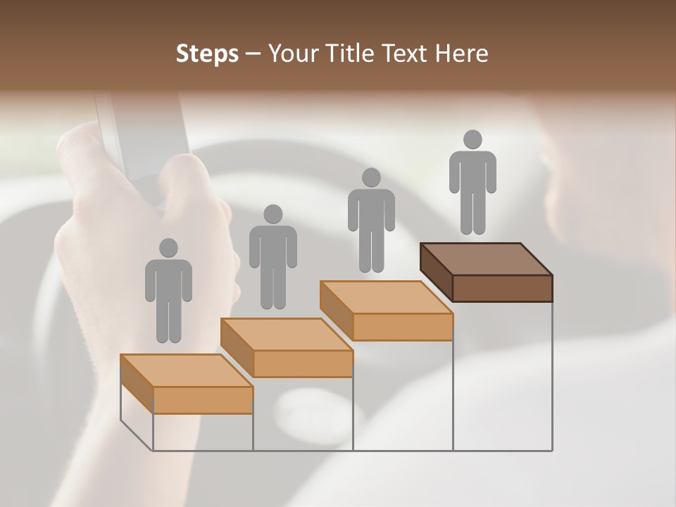 A Man Holding A Cell Phone While Driving A Car PowerPoint Template