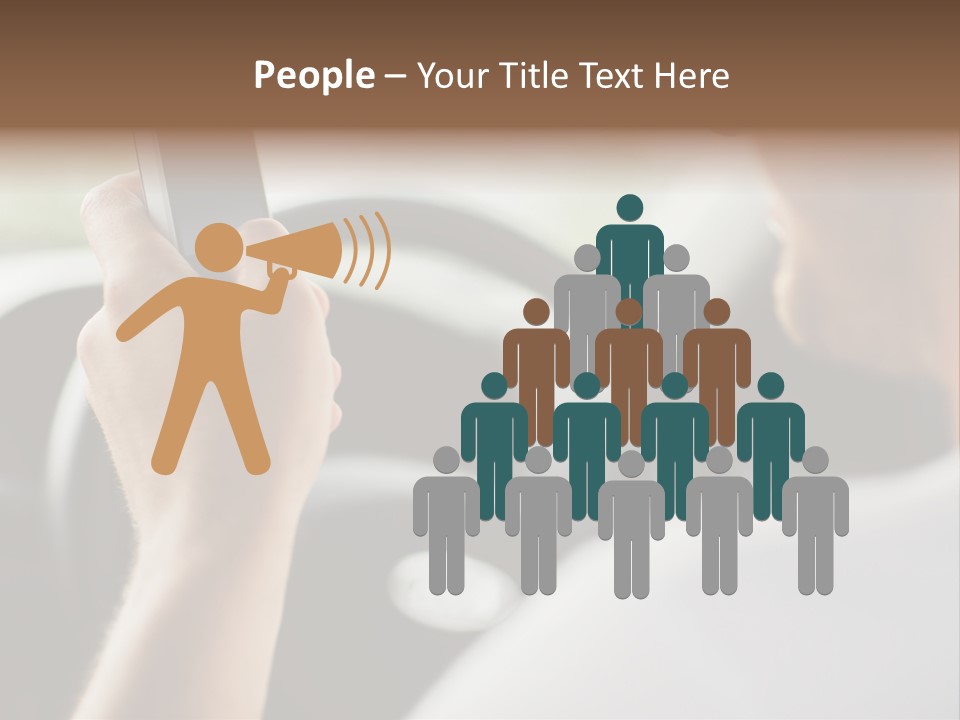 A Man Holding A Cell Phone While Driving A Car PowerPoint Template