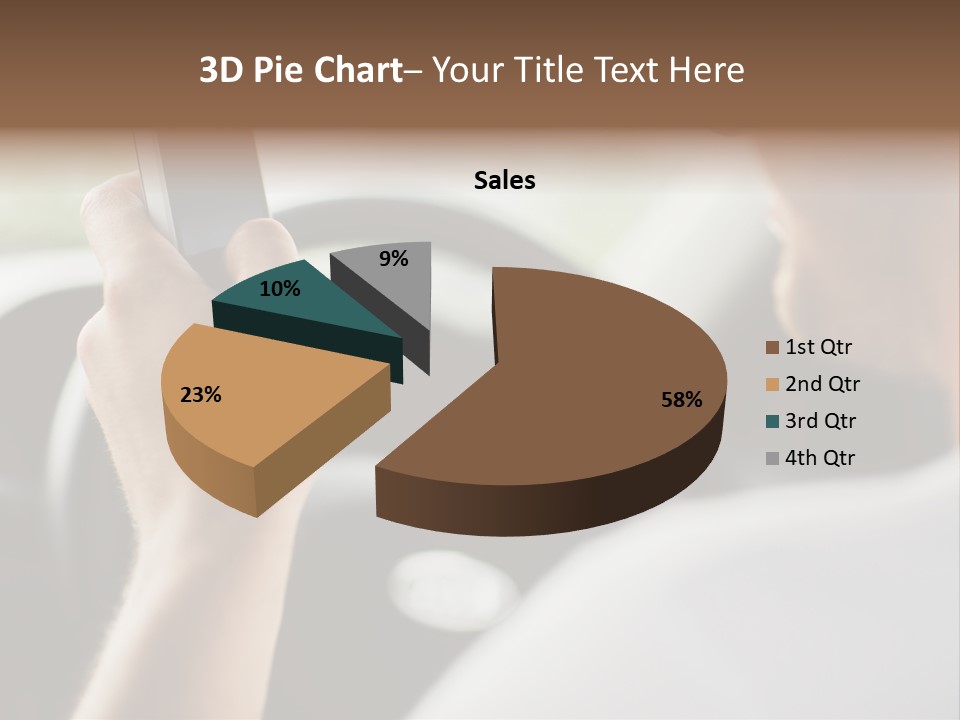 A Man Holding A Cell Phone While Driving A Car PowerPoint Template