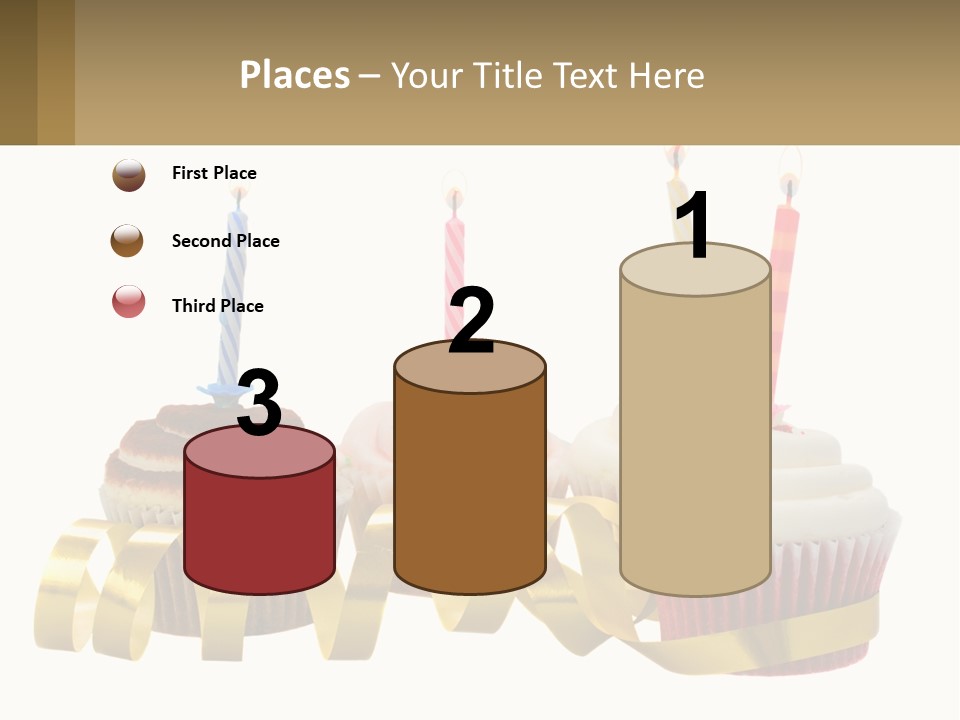 A Group Of Cupcakes With Candles On Them PowerPoint Template