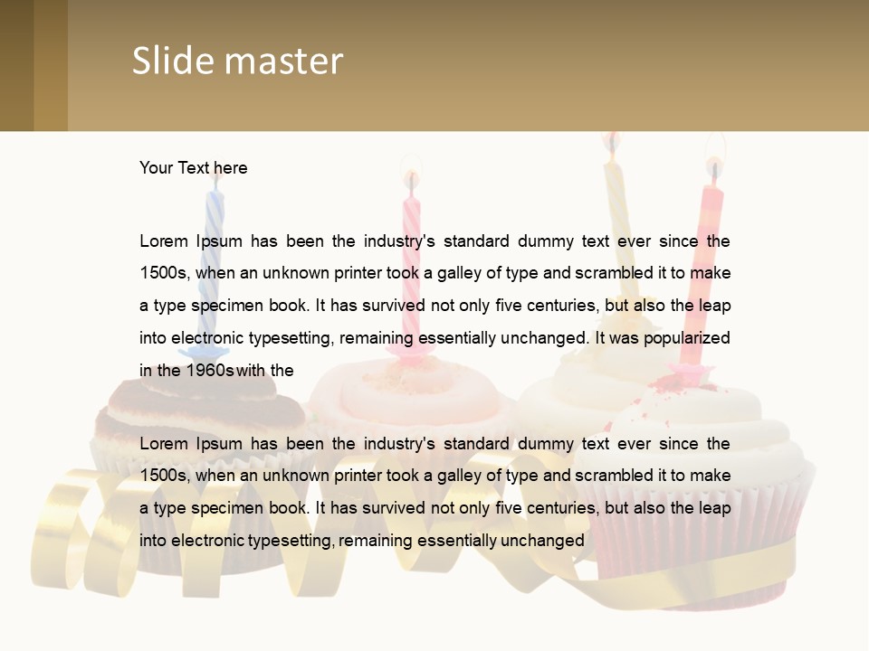 A Group Of Cupcakes With Candles On Them PowerPoint Template