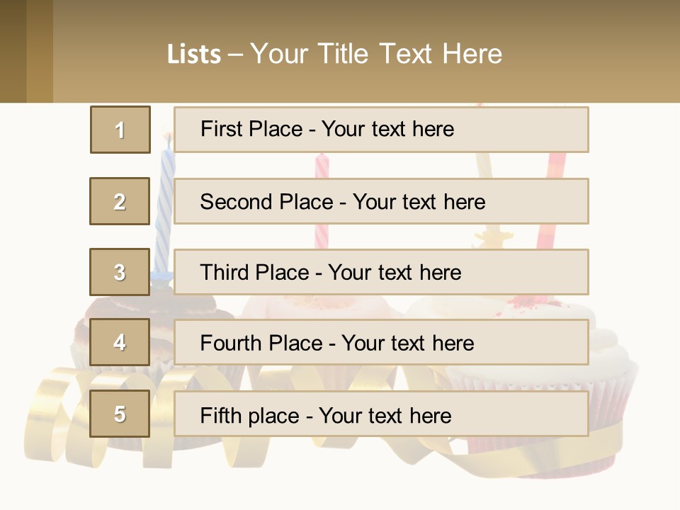 A Group Of Cupcakes With Candles On Them PowerPoint Template