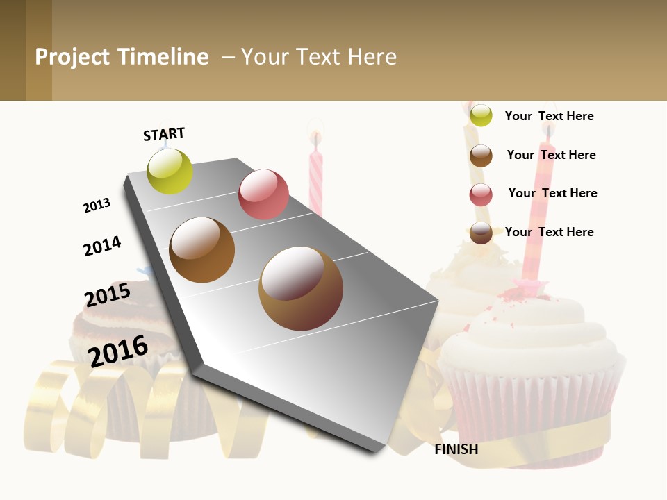 A Group Of Cupcakes With Candles On Them PowerPoint Template