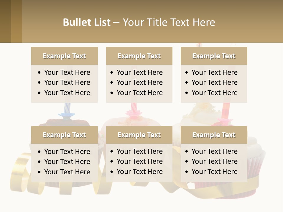 A Group Of Cupcakes With Candles On Them PowerPoint Template