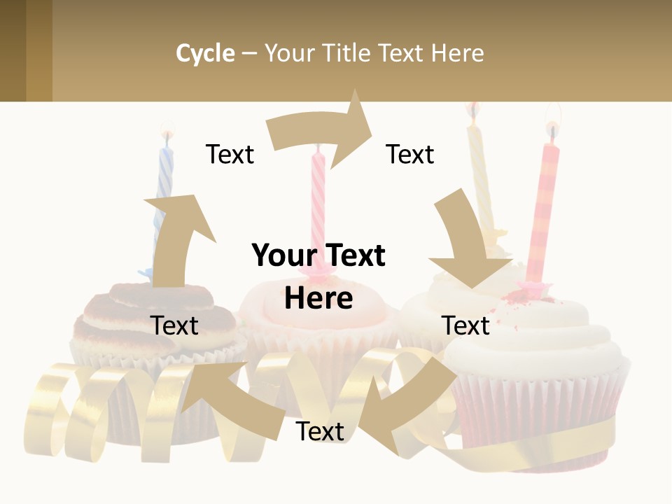 A Group Of Cupcakes With Candles On Them PowerPoint Template