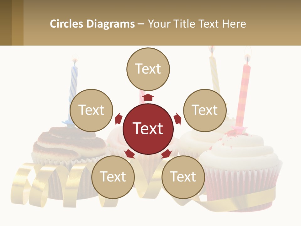 A Group Of Cupcakes With Candles On Them PowerPoint Template