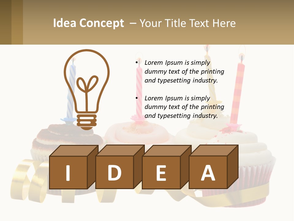 A Group Of Cupcakes With Candles On Them PowerPoint Template