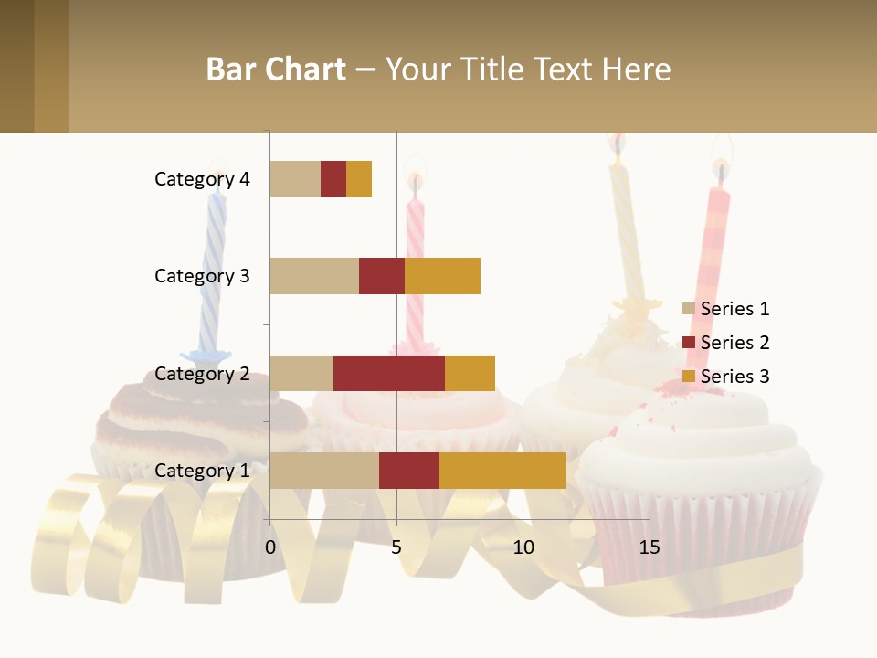A Group Of Cupcakes With Candles On Them PowerPoint Template