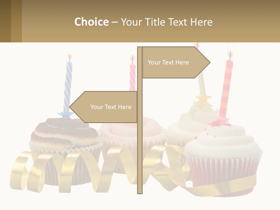 A Group Of Cupcakes With Candles On Them PowerPoint Template
