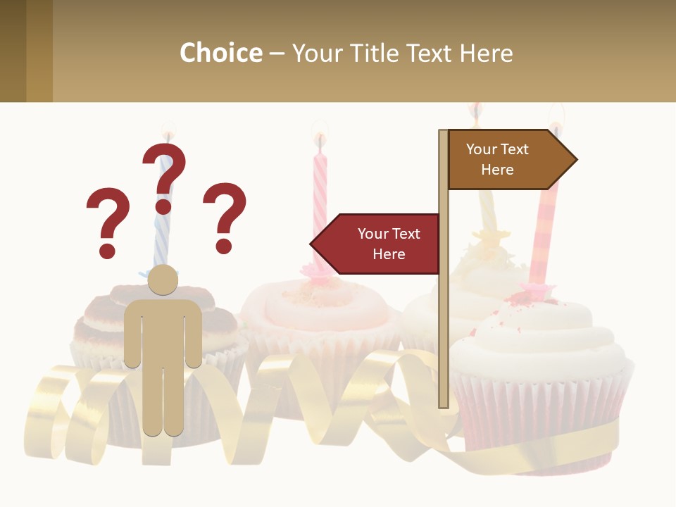 A Group Of Cupcakes With Candles On Them PowerPoint Template