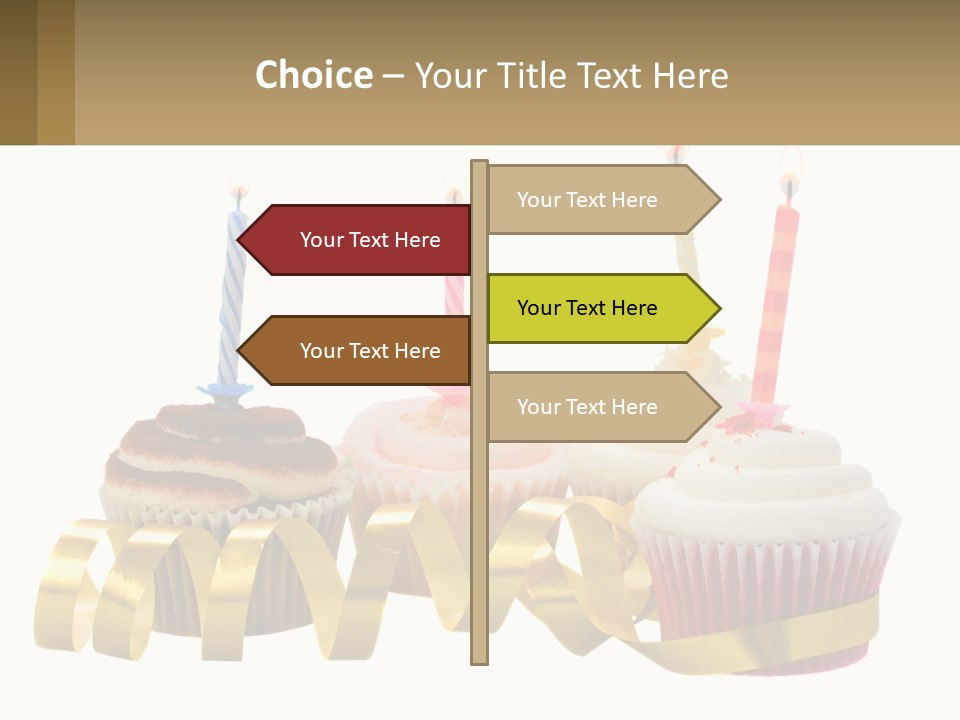 A Group Of Cupcakes With Candles On Them PowerPoint Template