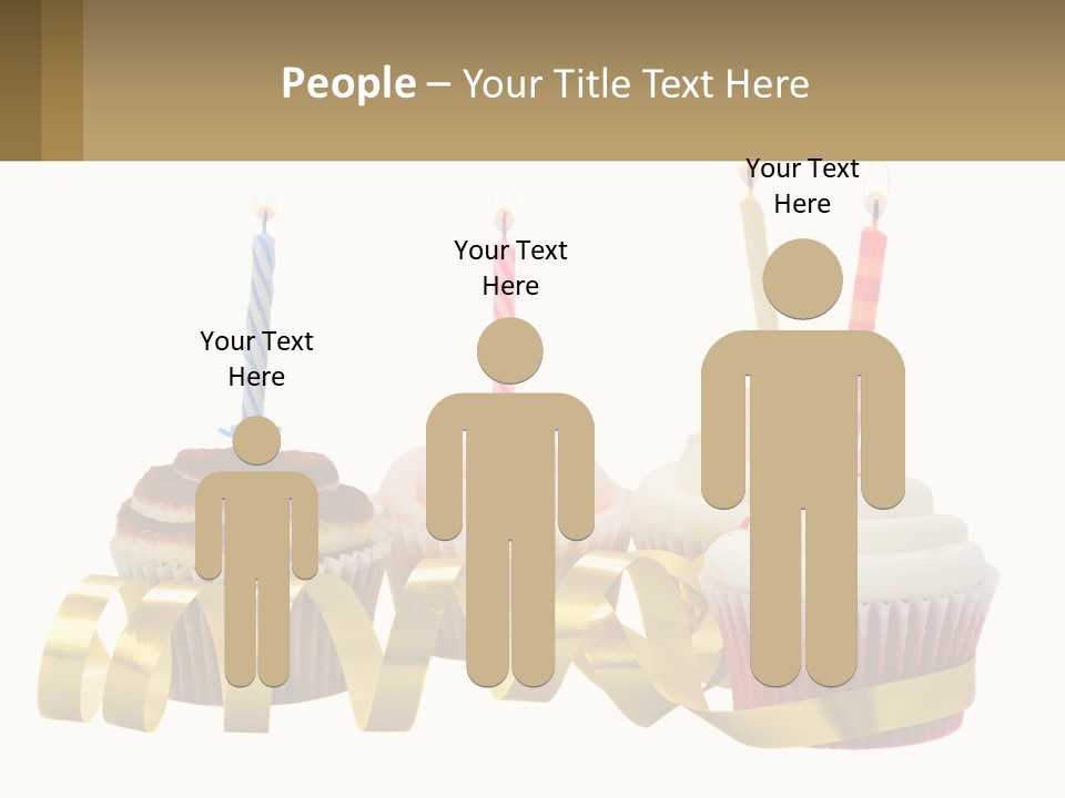 A Group Of Cupcakes With Candles On Them PowerPoint Template