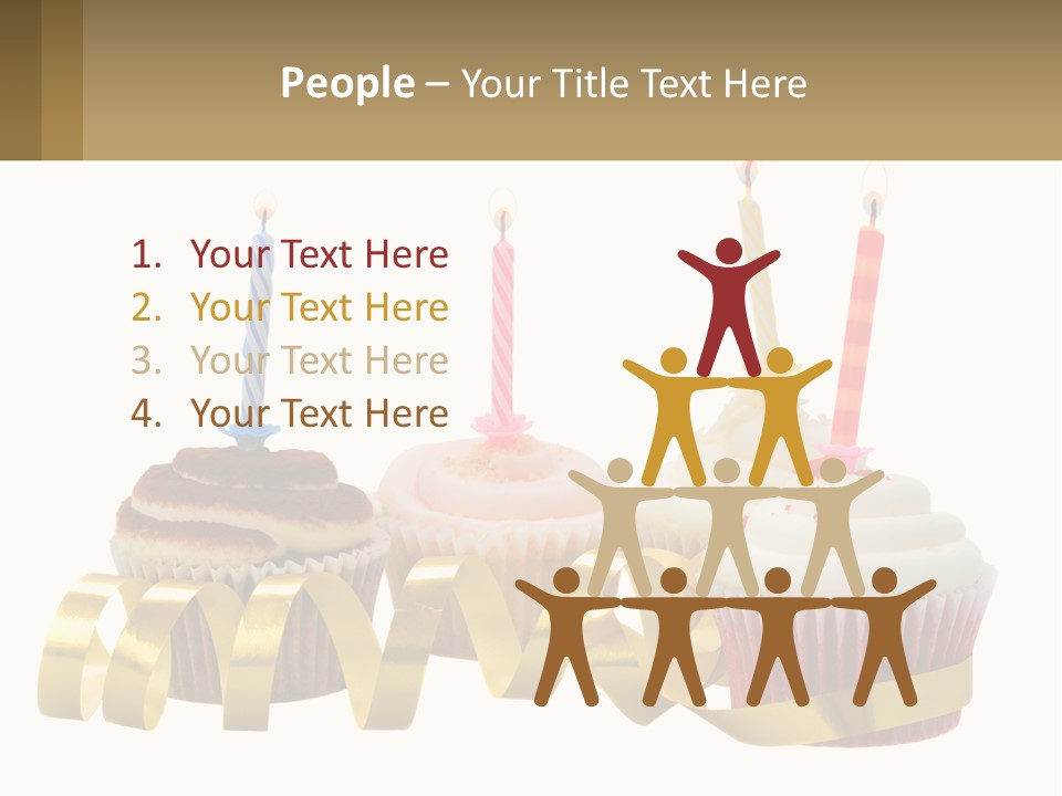 A Group Of Cupcakes With Candles On Them PowerPoint Template