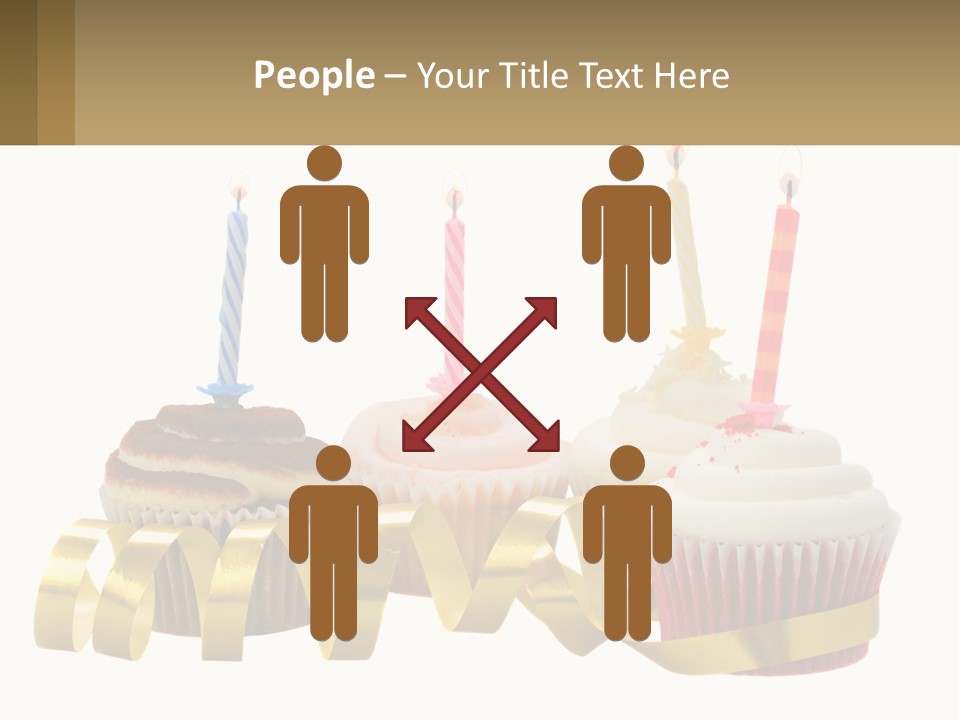 A Group Of Cupcakes With Candles On Them PowerPoint Template