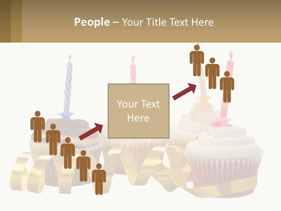 A Group Of Cupcakes With Candles On Them PowerPoint Template