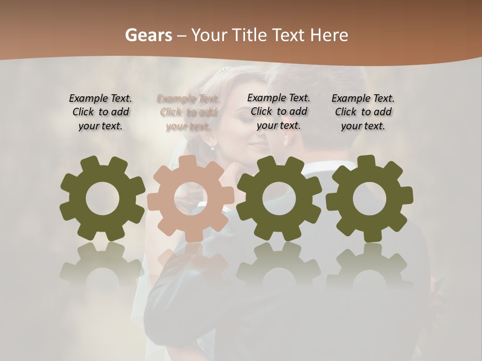 A Bride And Groom Are Hugging In Front Of A Tree PowerPoint Template