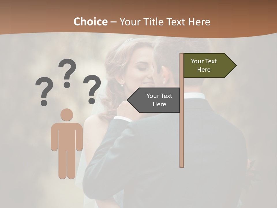 A Bride And Groom Are Hugging In Front Of A Tree PowerPoint Template