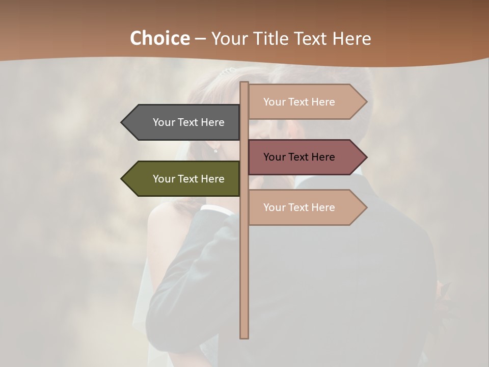 A Bride And Groom Are Hugging In Front Of A Tree PowerPoint Template