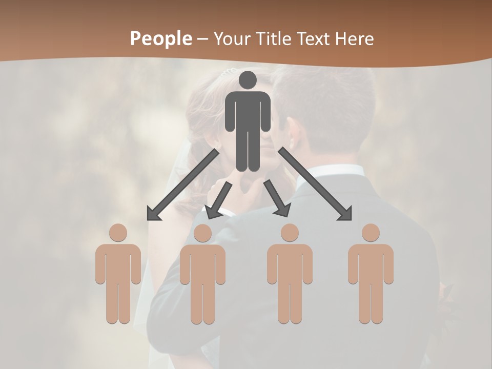 A Bride And Groom Are Hugging In Front Of A Tree PowerPoint Template