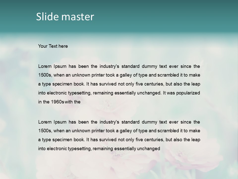 A Bunch Of Pink Flowers On A Green Background PowerPoint Template