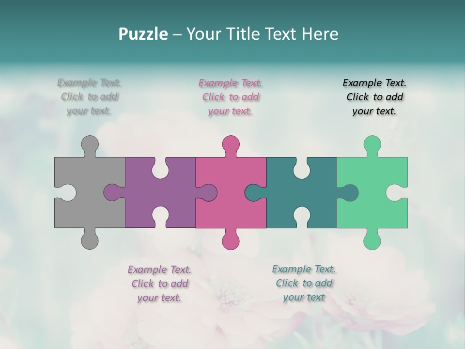 A Bunch Of Pink Flowers On A Green Background PowerPoint Template