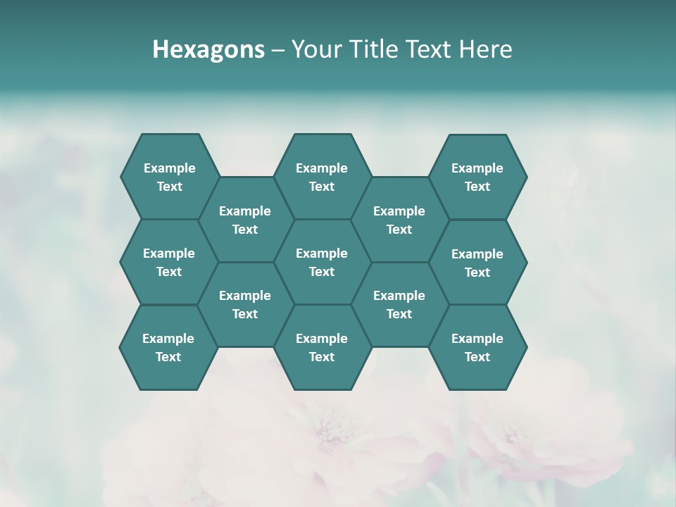A Bunch Of Pink Flowers On A Green Background PowerPoint Template