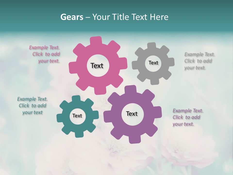A Bunch Of Pink Flowers On A Green Background PowerPoint Template