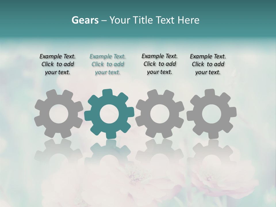 A Bunch Of Pink Flowers On A Green Background PowerPoint Template