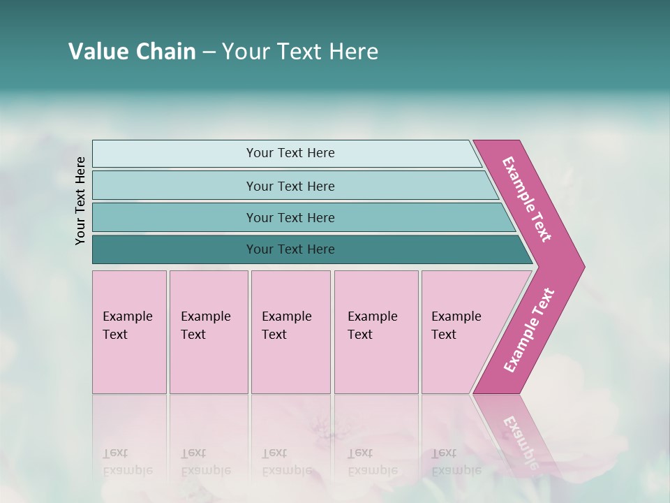 A Bunch Of Pink Flowers On A Green Background PowerPoint Template