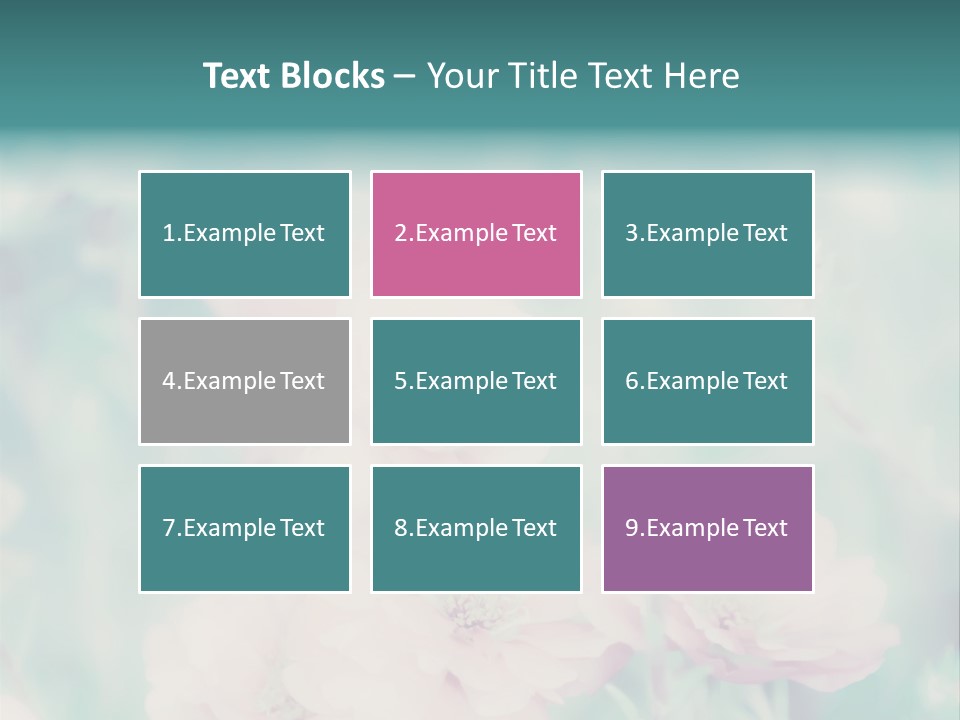 A Bunch Of Pink Flowers On A Green Background PowerPoint Template