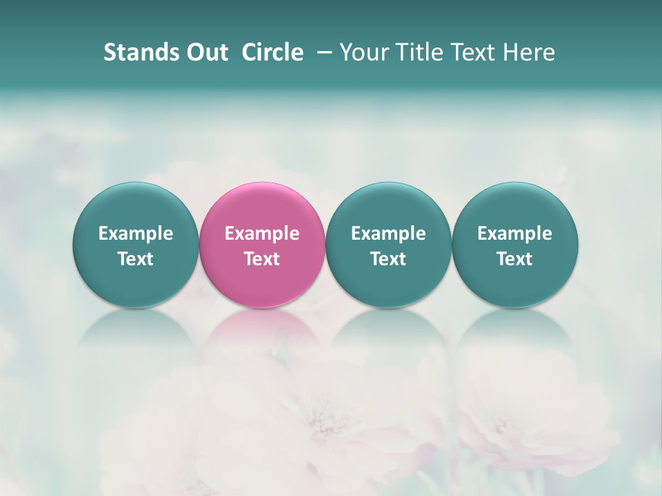 A Bunch Of Pink Flowers On A Green Background PowerPoint Template