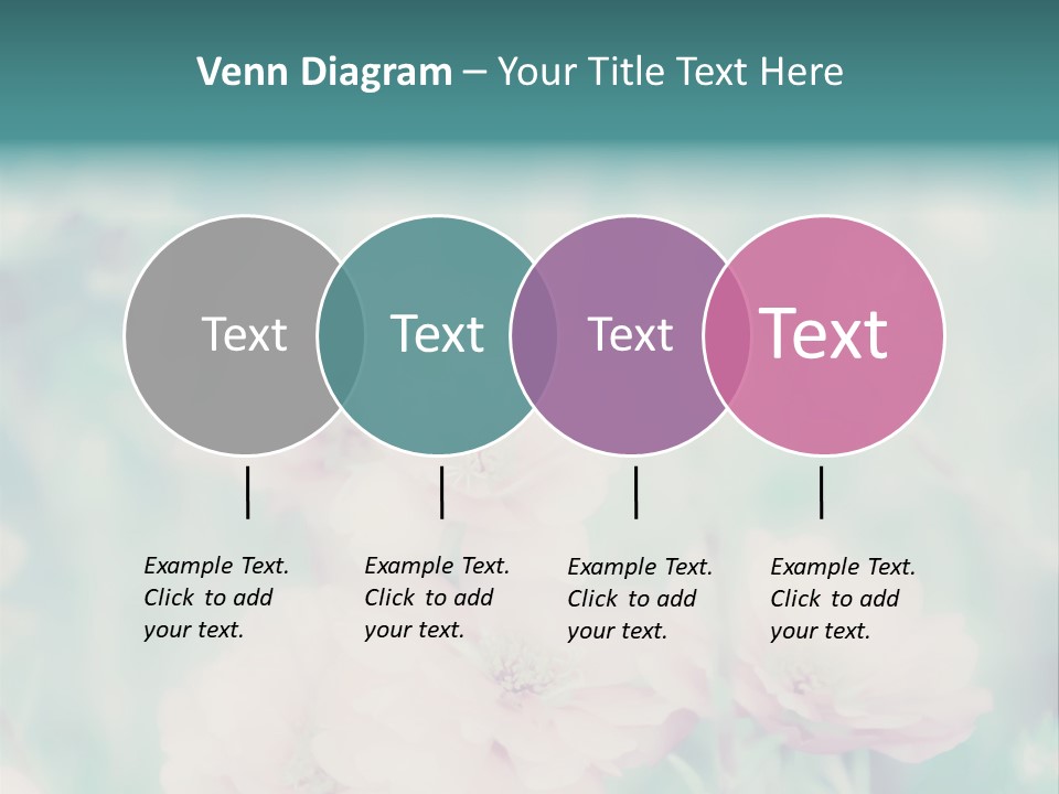 A Bunch Of Pink Flowers On A Green Background PowerPoint Template