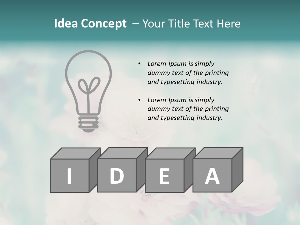 A Bunch Of Pink Flowers On A Green Background PowerPoint Template