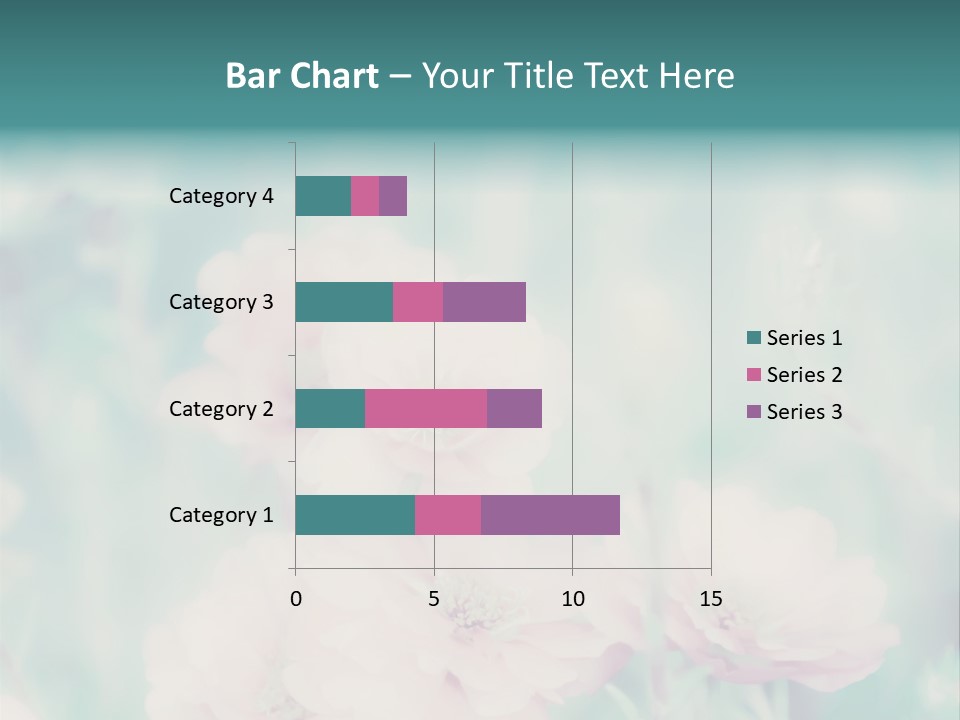 A Bunch Of Pink Flowers On A Green Background PowerPoint Template