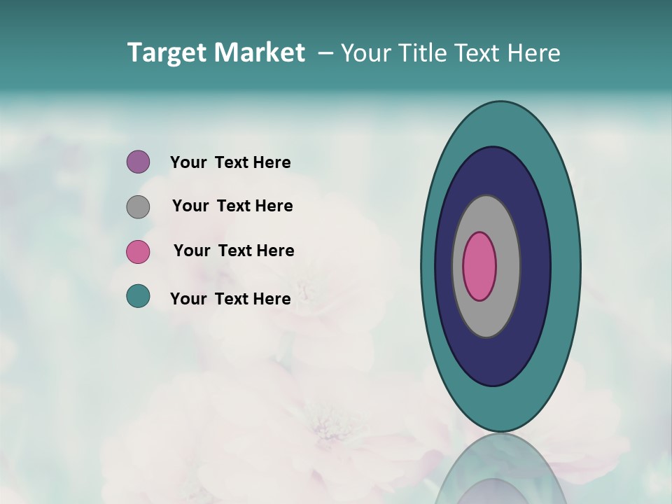 A Bunch Of Pink Flowers On A Green Background PowerPoint Template