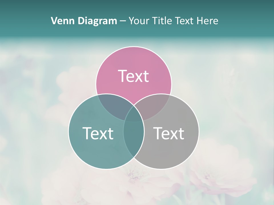 A Bunch Of Pink Flowers On A Green Background PowerPoint Template