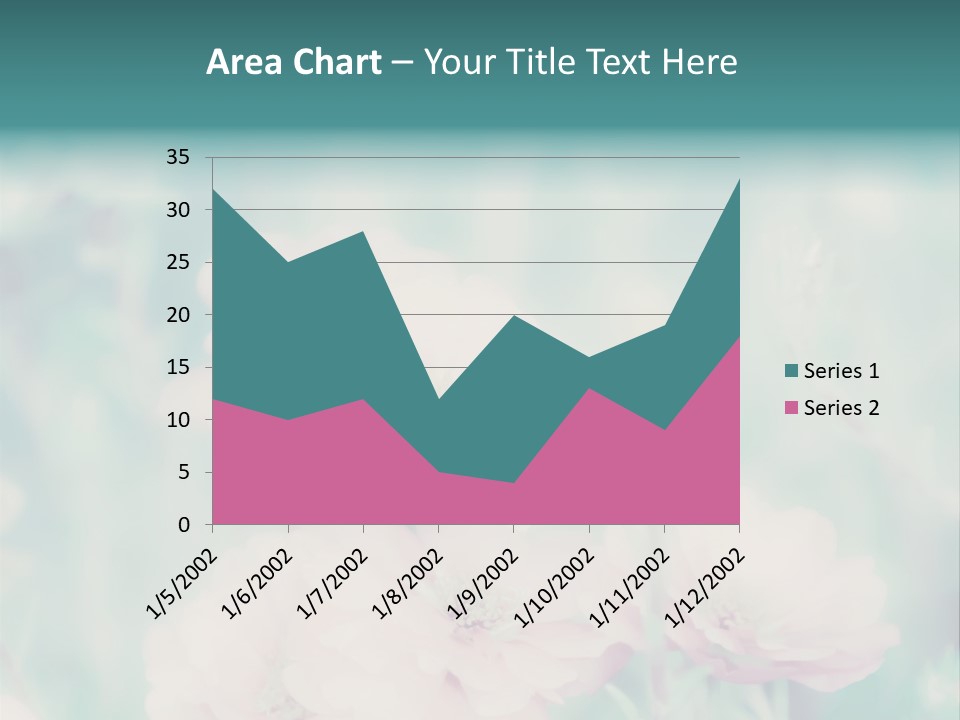A Bunch Of Pink Flowers On A Green Background PowerPoint Template