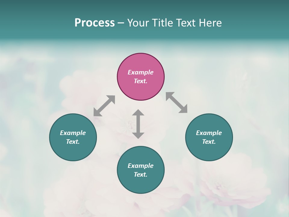 A Bunch Of Pink Flowers On A Green Background PowerPoint Template