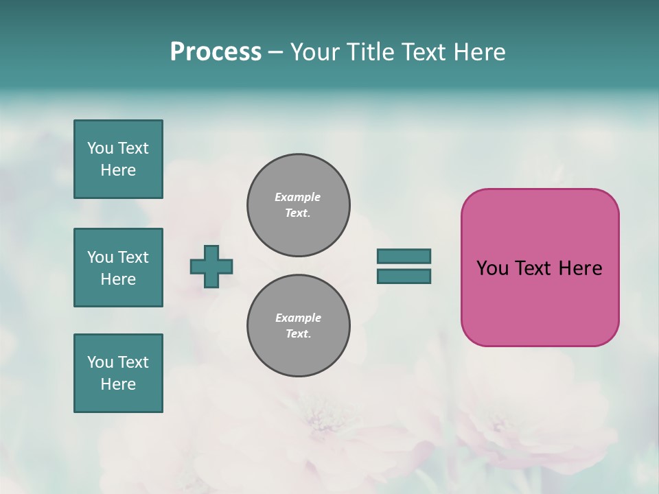 A Bunch Of Pink Flowers On A Green Background PowerPoint Template