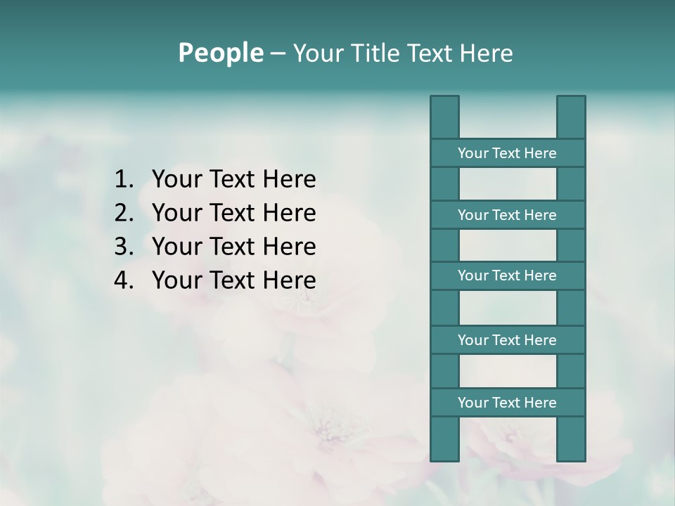 A Bunch Of Pink Flowers On A Green Background PowerPoint Template