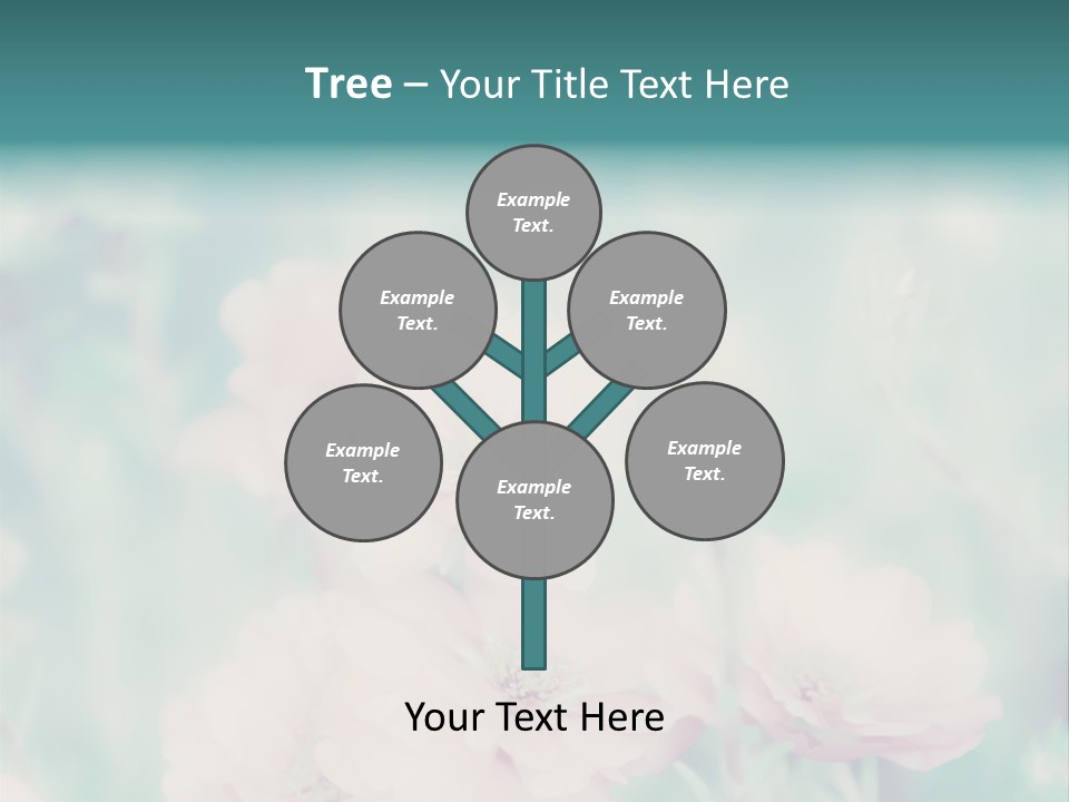 A Bunch Of Pink Flowers On A Green Background PowerPoint Template