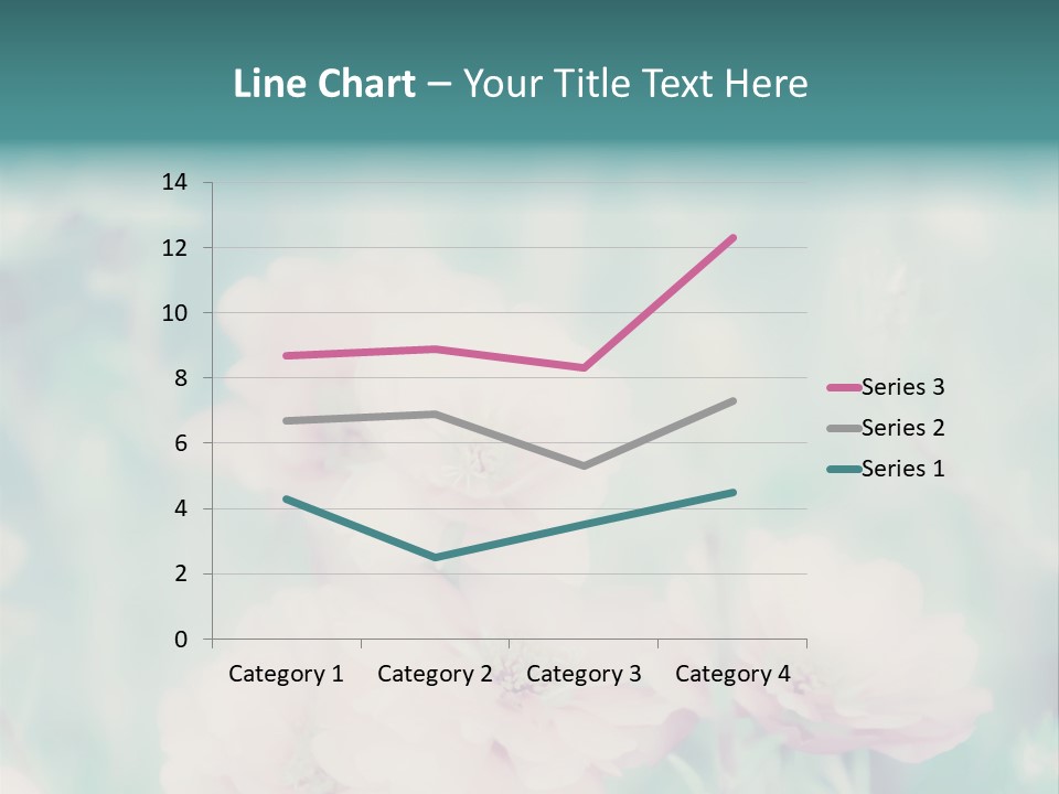 A Bunch Of Pink Flowers On A Green Background PowerPoint Template